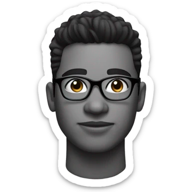 man with black taper fade hair, no FACIAL HAIR and glasses sticker