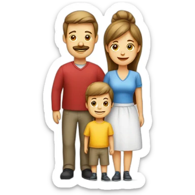 emoji danish family with mom, dad, kid sticker