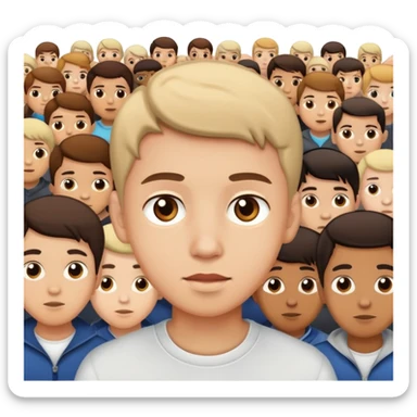 Brown-eyed boy in crowd light skin sticker