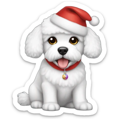 bichon dog-sitting-christmas hat sticker