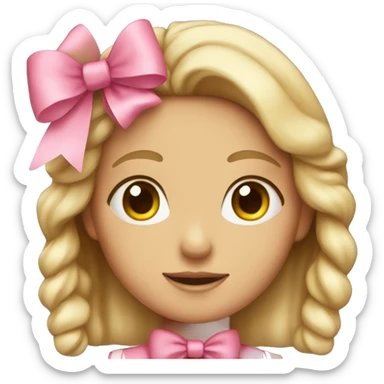 A girl with a pink bow sticker