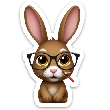 Female Brown bunny with a paintbrush and glasses  sticker