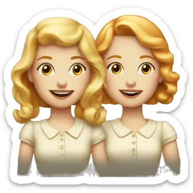 Two vintage girls blonde and ginger  sticker
