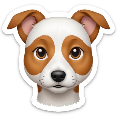 a fully white jack russell the size of a kelpie with light brown ears and a light brown patch on one eye sticker