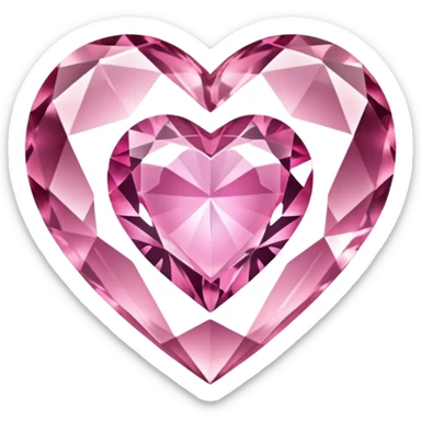 crystal clear diamond heart with one mini pink heart inside of it  sticker