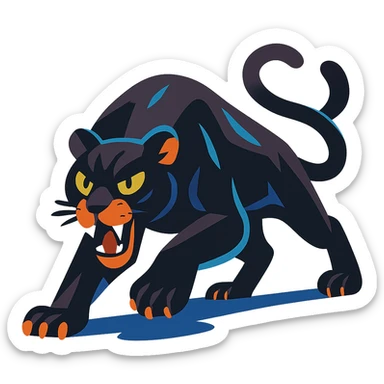 black panther, stylized art, dynamic pose, vibrant highlights sticker