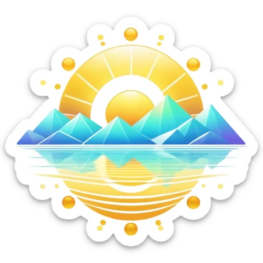 Epic complex detailed iridescent gradients white golden bright light solarpunk sunny aesthetic-scenery sticker
