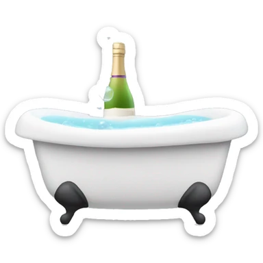 Bath tub with bubbles and wine next to it sticker