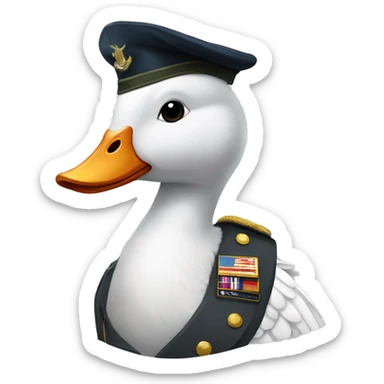 A White Goose in military uniform  sticker