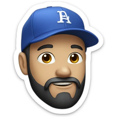 white guy with black beard and baseball hat sticker