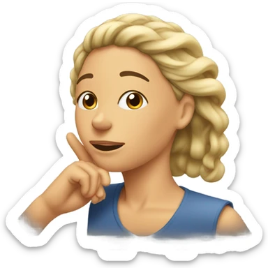 Lady tucking hair behind ear sticker