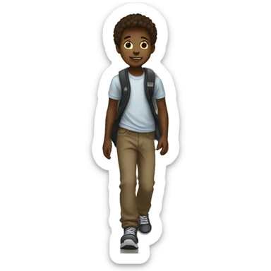 Black boy walking down the right side of hallway  sticker