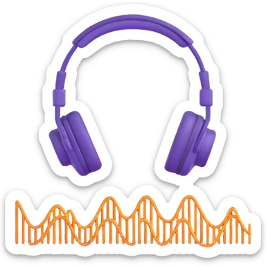 a living being made of sound waves listening to music with headphones sticker