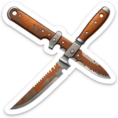 rusted full knife including the handle  sticker