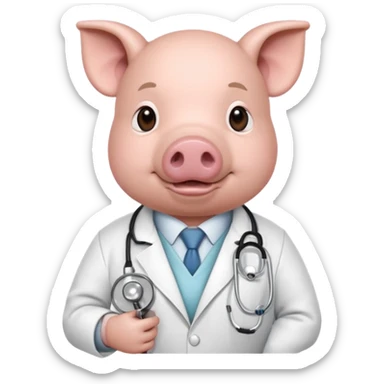 Pig in white coat holding stethoscope.













 sticker
