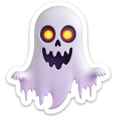 spooky ghost, tattered edges, glowing eyes, dark background sticker