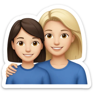 Matka brunetka se raduje se svým dvanáctiletým blonďák synem sticker