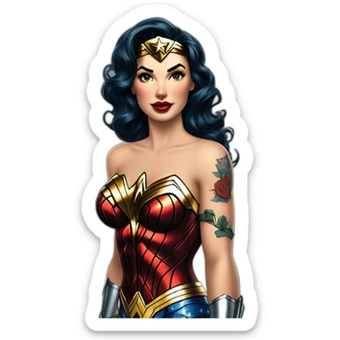Wonder Woman en pinup avec des tatouages  sticker