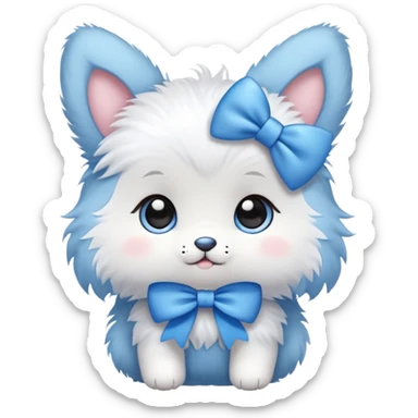 Cute furry baby blue bow  sticker