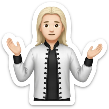 homme au cheveux long qui pratique le qi gong, habits noirs ou blancs, en position debout sticker