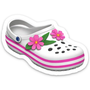 White Crocs with pink flowers sticker
