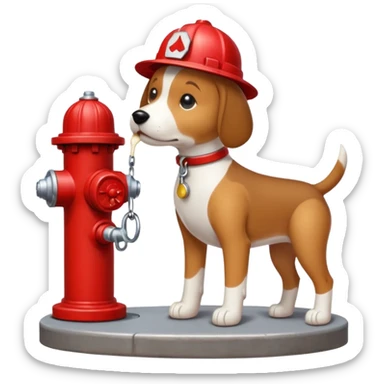 Dog peeing on fire hydrant  sticker