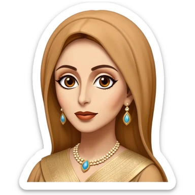 Cinematic Realistic Fairuz Portrait Emoji, depicted as an iconic Lebanese singer with graceful soulful expression and elegant attire, rendered with lifelike textures and warm radiant lighting that captures her timeless musical allure. sticker