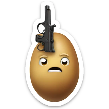 Potato with a gun sticker