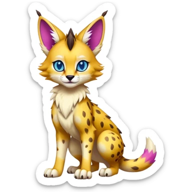 Cute Kawaii Epic Colorful Sergal-Serval-Vernid full body sticker