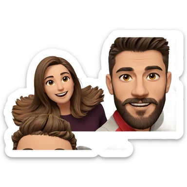 smiling couple with beard sticker