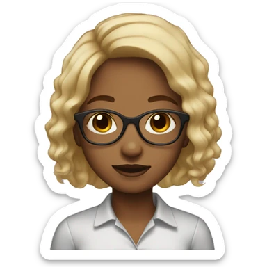 Girl with glasses and hair brown dark with lights blonde sticker