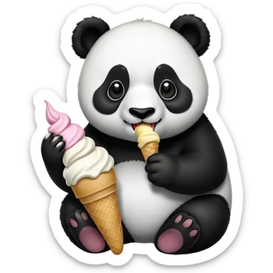 Panda eating ice cream sticker