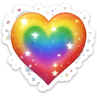 rainbow heart with sparkles sticker