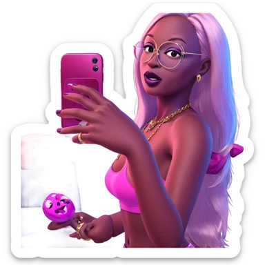 girl taking selfie with jewelry sticker