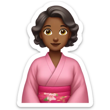 Brown girl in pink kimono sticker