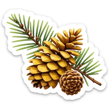pine needle and cone emoji, yellow sticker