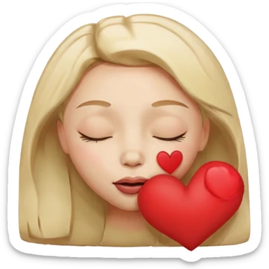 Both eyes closed kissy face with heart sticker