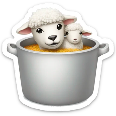 A pot with lamb sticker