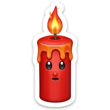 simple red candle burning with a red flame sticker