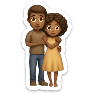 Brown girl hugging tan boyfriend sticker