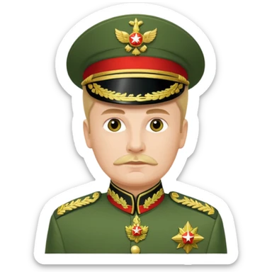 Generate a photorealistic Russian general in a green general's uniform. maximum quality and realism sticker