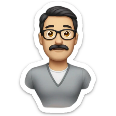 stupid guy with sparse mustache and glasses and dark hair sticker