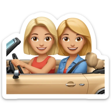 Two women driving sticker