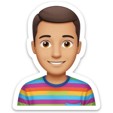 clean shaven, short hair, brown eyes, no glasses, medium skin, fun smiling man sticker