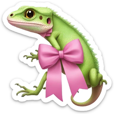 lizard with a pink bow sticker