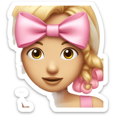 Pink bow on heart sticker