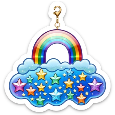Sparkly glittery aesthetic Iridescent rainbow suncatcher hanging crystals and tiny stars sticker