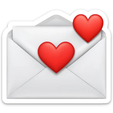 an envelope with a paper and heart sticker