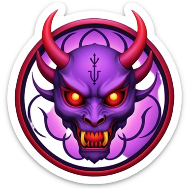 demon sigil, purple and red glow, simple sticker