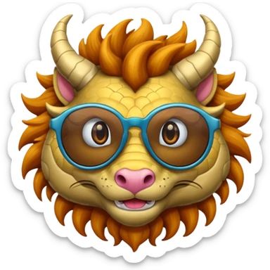 Un dragón con LENTES DE SOL CABELLO COLOCHO Y CON FLOW sticker